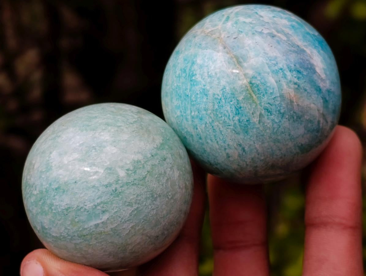Polished Small Amazonite Spheres x 7 From Madagascar - Toprock Gemstones and Minerals 