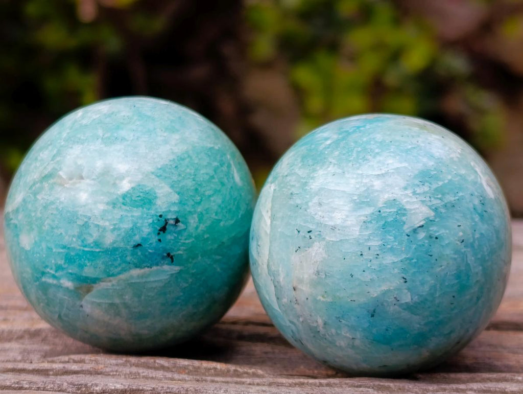 Polished Small Amazonite Spheres x 7 From Madagascar - Toprock Gemstones and Minerals 