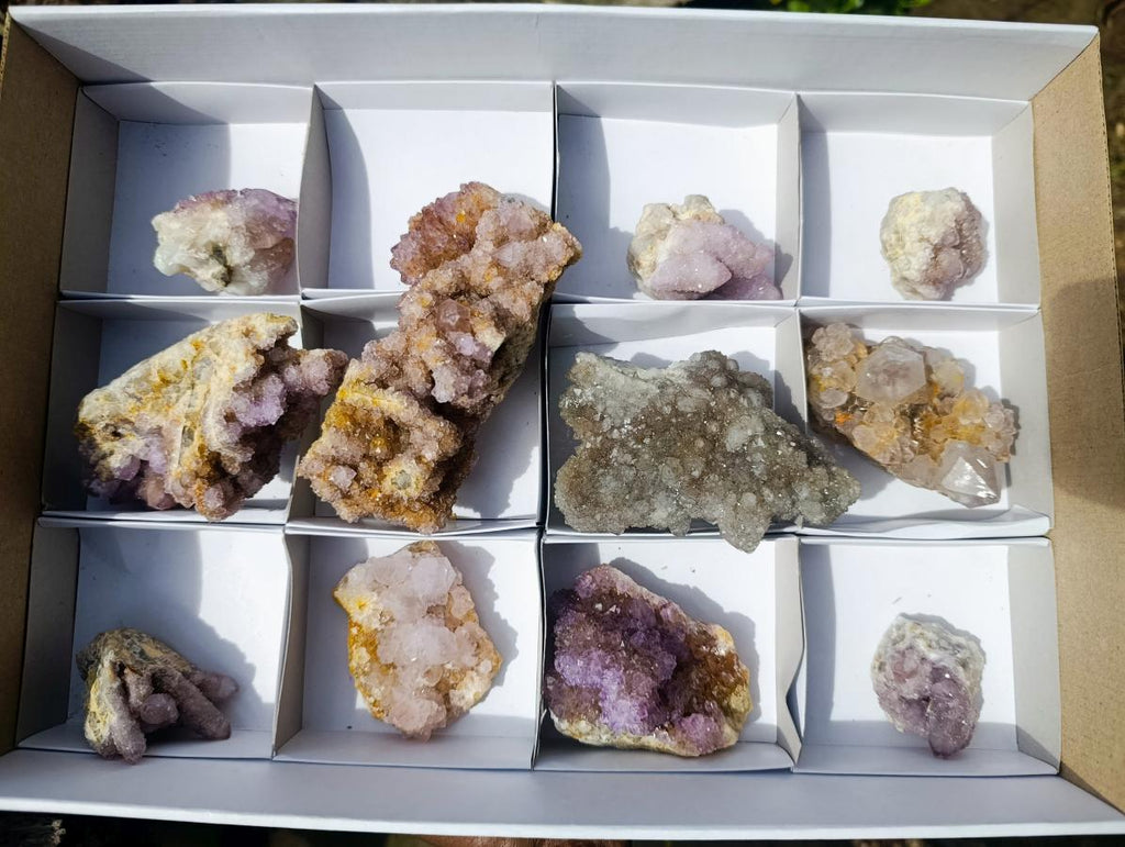 Natural Mix of Spirit Quartz Clusters x 12 From Boekenhouthoek, South Africa - Toprock Gemstones and Minerals 