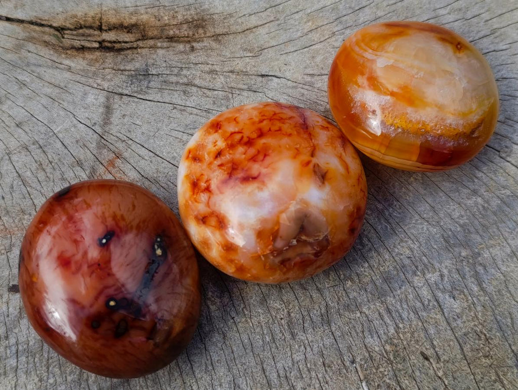 Polished Carnelian Agate Gemstone Galets x 24 From Madagascar - Toprock Gemstones and Minerals 