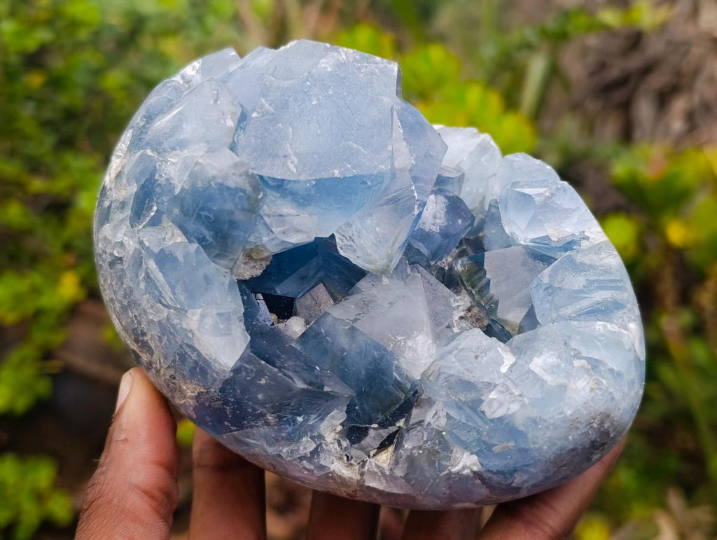 Polished and Natural Large Blue Celestite Egg x 1 From Sakoany, Madagascar - Toprock Gemstones and Minerals 
