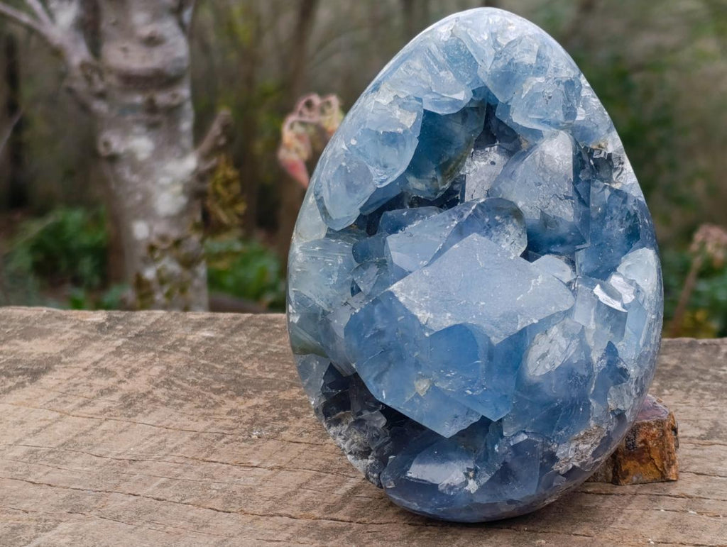 Polished and Natural Large Blue Celestite Egg x 1 From Sakoany, Madagascar - Toprock Gemstones and Minerals 