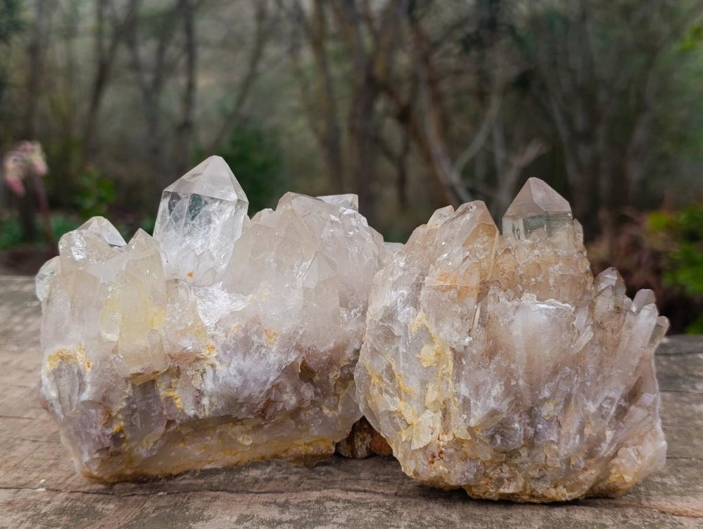 Natural Cascading Smokey and Clear Citrine Quartz Clusters x 4 From Luena, Congo - Toprock Gemstones and Minerals 