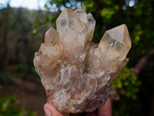 Natural Cascading Smokey and Clear Citrine Quartz Clusters x 4 From Luena, Congo - Toprock Gemstones and Minerals 