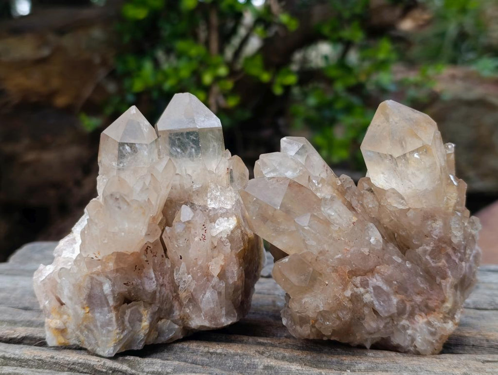 Natural Cascading Smokey and Clear Citrine Quartz Clusters x 4 From Luena, Congo - Toprock Gemstones and Minerals 