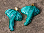 Hand Made Flower Banded Malachite Heart and Elephant Shaped Pendants x 19 From Congo - Toprock Gemstones and Minerals 