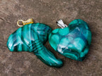 Hand Made Flower Banded Malachite Heart and Elephant Shaped Pendants x 19 From Congo - Toprock Gemstones and Minerals 