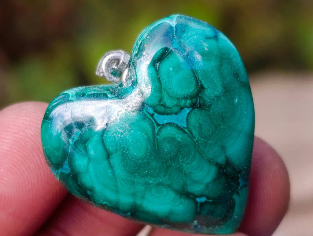 Hand Made Flower Banded Malachite Heart and Elephant Shaped Pendants x 19 From Congo - Toprock Gemstones and Minerals 