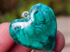 Hand Made Flower Banded Malachite Heart and Elephant Shaped Pendants x 19 From Congo - Toprock Gemstones and Minerals 