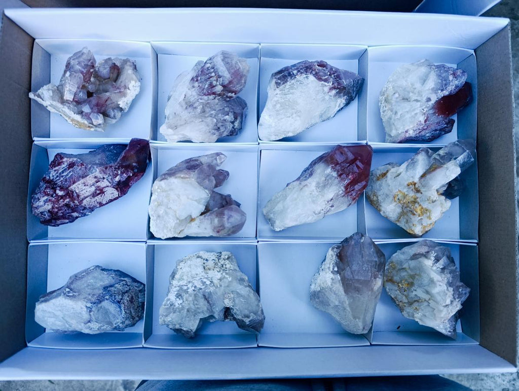 Natural Red Hematoid Quartz Crystal Clusters x 12 From Karoi, Zimbabwe - Toprock Gemstones and Minerals 