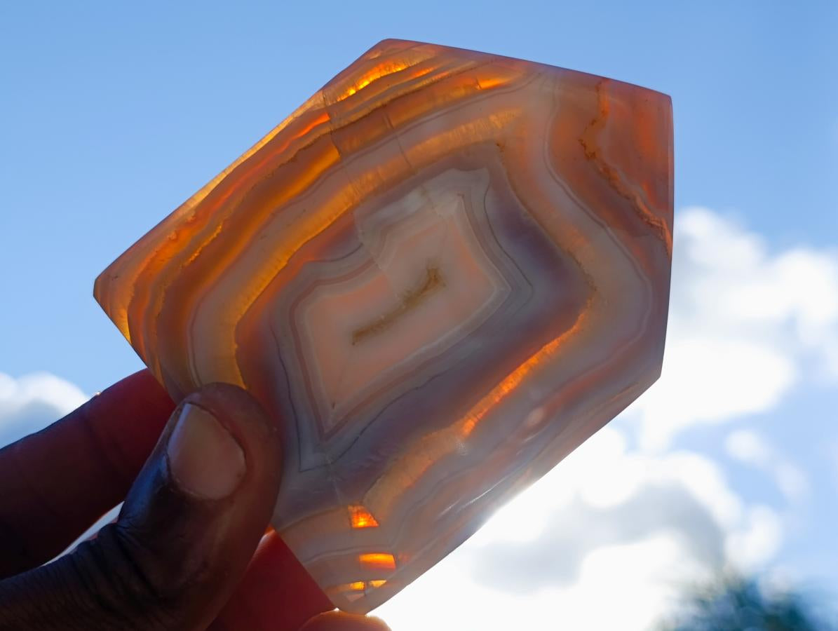 Polished Banded Agate Crystal Shaped Slices x 12 From Madagascar - Toprock Gemstones and Minerals 