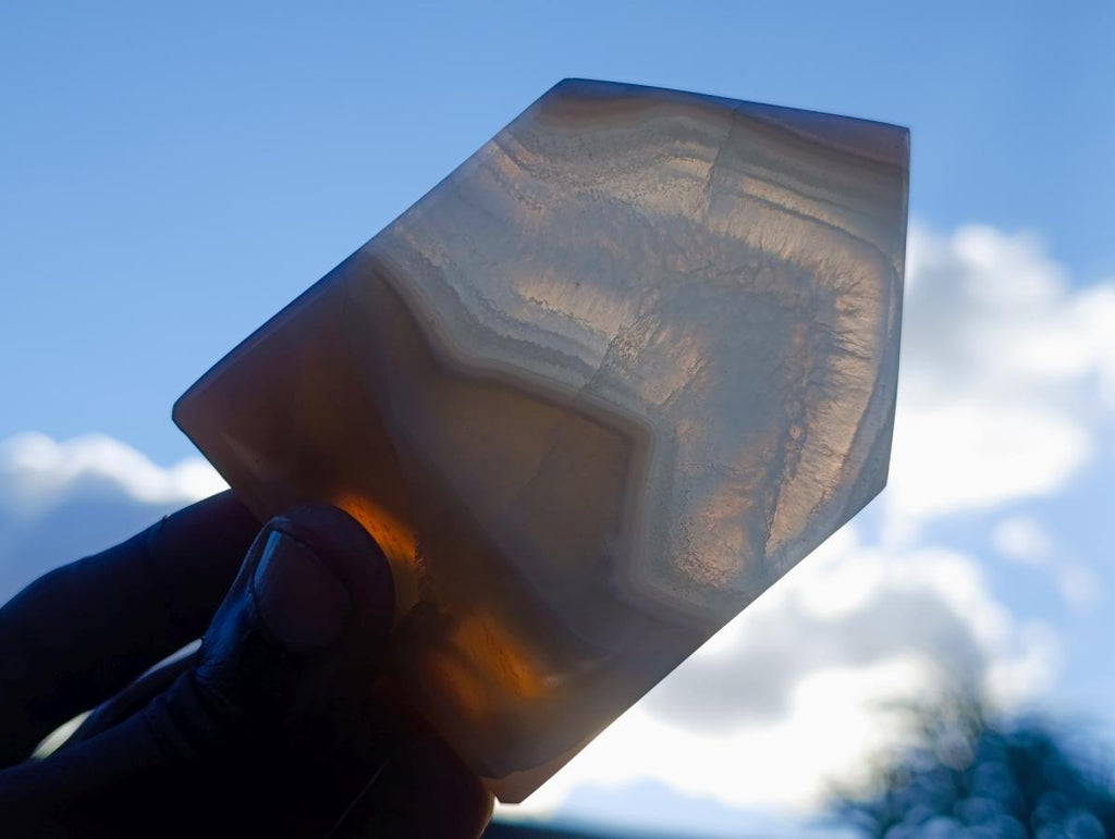 Polished Banded Agate Crystal Shaped Slices x 12 From Madagascar - Toprock Gemstones and Minerals 