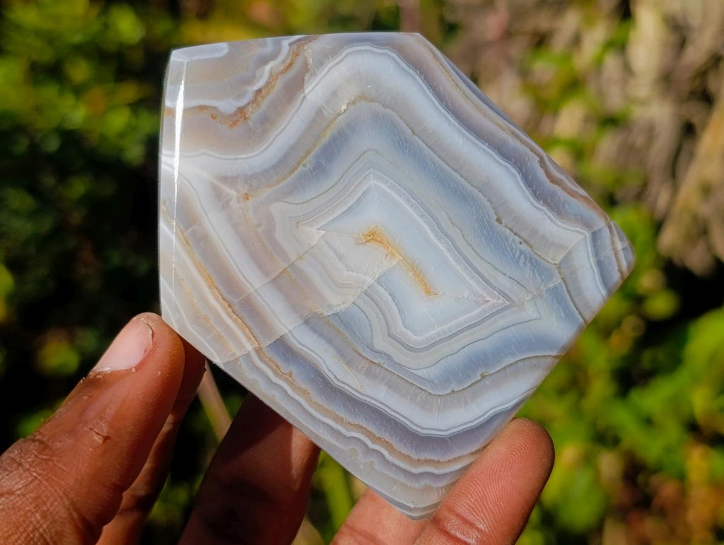 Polished Banded Agate Crystal Shaped Slices x 12 From Madagascar - Toprock Gemstones and Minerals 