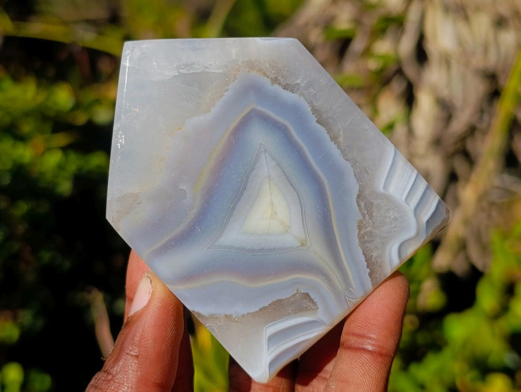 Polished Banded Agate Crystal Shaped Slices x 12 From Madagascar - Toprock Gemstones and Minerals 