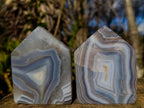 Polished Banded Agate Crystal Shaped Slices x 12 From Madagascar - Toprock Gemstones and Minerals 