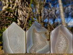 Polished Banded Agate Crystal Shaped Slices x 12 From Madagascar - Toprock Gemstones and Minerals 