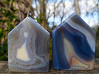 Polished Banded Agate Crystal Shaped Slices x 12 From Madagascar - Toprock Gemstones and Minerals 