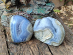 Polished and Natural Blue Lace Agate Standing Display Pieces x 2 From Nsanje, Malawi - Toprock Gemstones and Minerals 