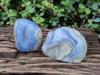 Polished and Natural Blue Lace Agate Standing Display Pieces x 2 From Nsanje, Malawi - Toprock Gemstones and Minerals 