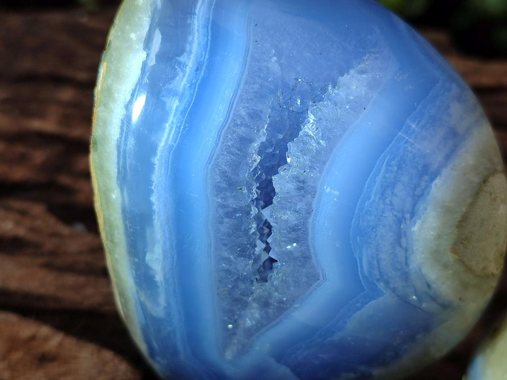 Polished and Natural Blue Lace Agate Standing Display Pieces x 2 From Nsanje, Malawi - Toprock Gemstones and Minerals 