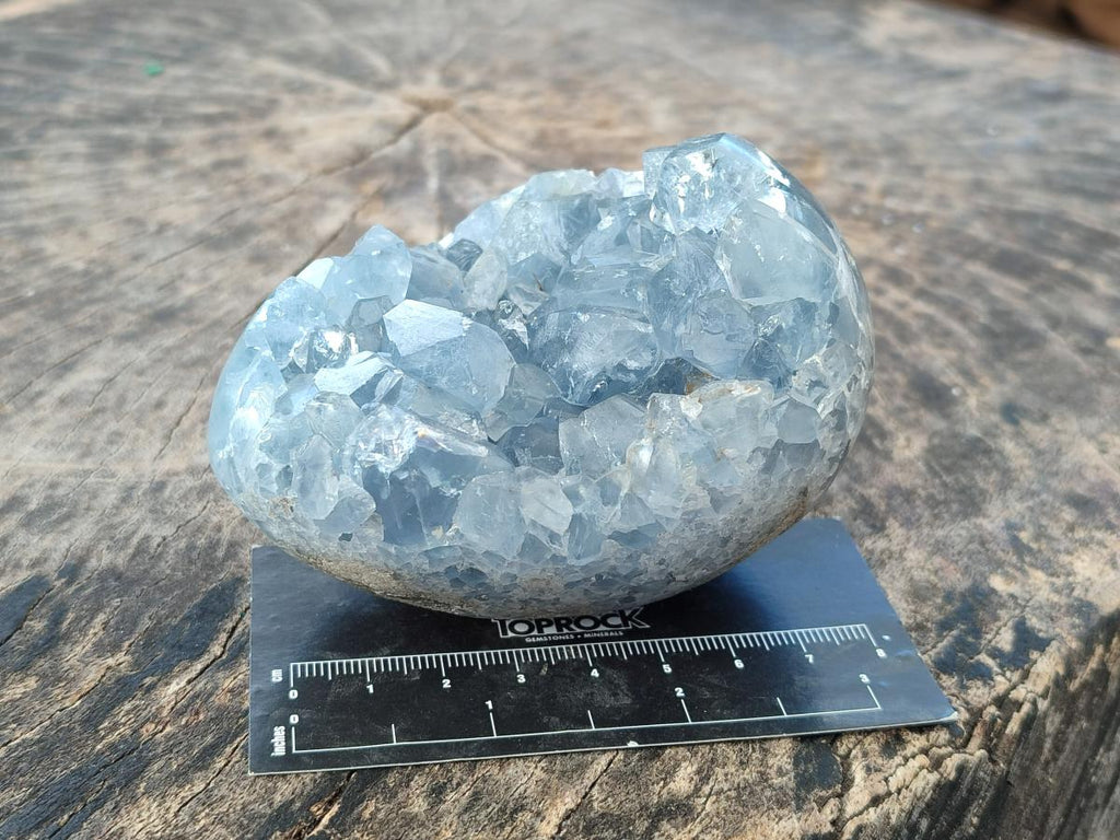 Polished and Natural Blue Celestite Eggs x 3 From Sakoany, Madagascar - Toprock Gemstones and Minerals 