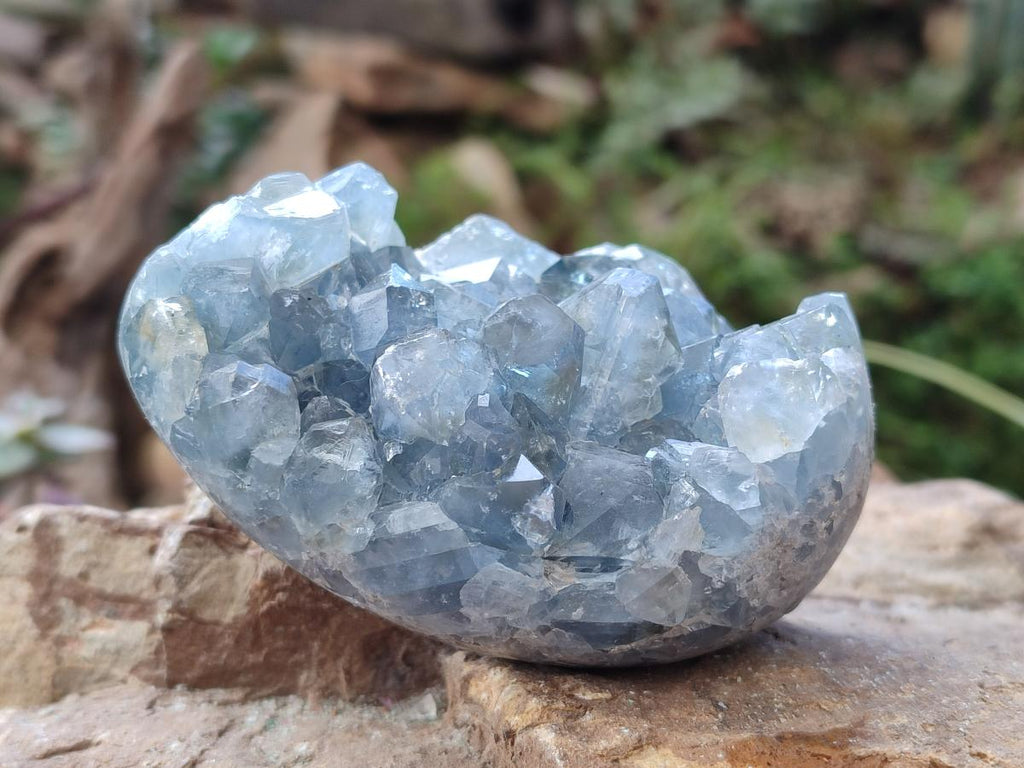 Polished and Natural Blue Celestite Eggs x 3 From Sakoany, Madagascar - Toprock Gemstones and Minerals 