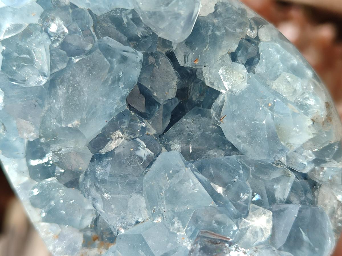 Polished and Natural Blue Celestite Eggs x 3 From Sakoany, Madagascar - Toprock Gemstones and Minerals 