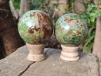 Polished Green Chrysoprase Spheres x 4 From Ambatondrazaka, Madagascar - Toprock Gemstones and Minerals 