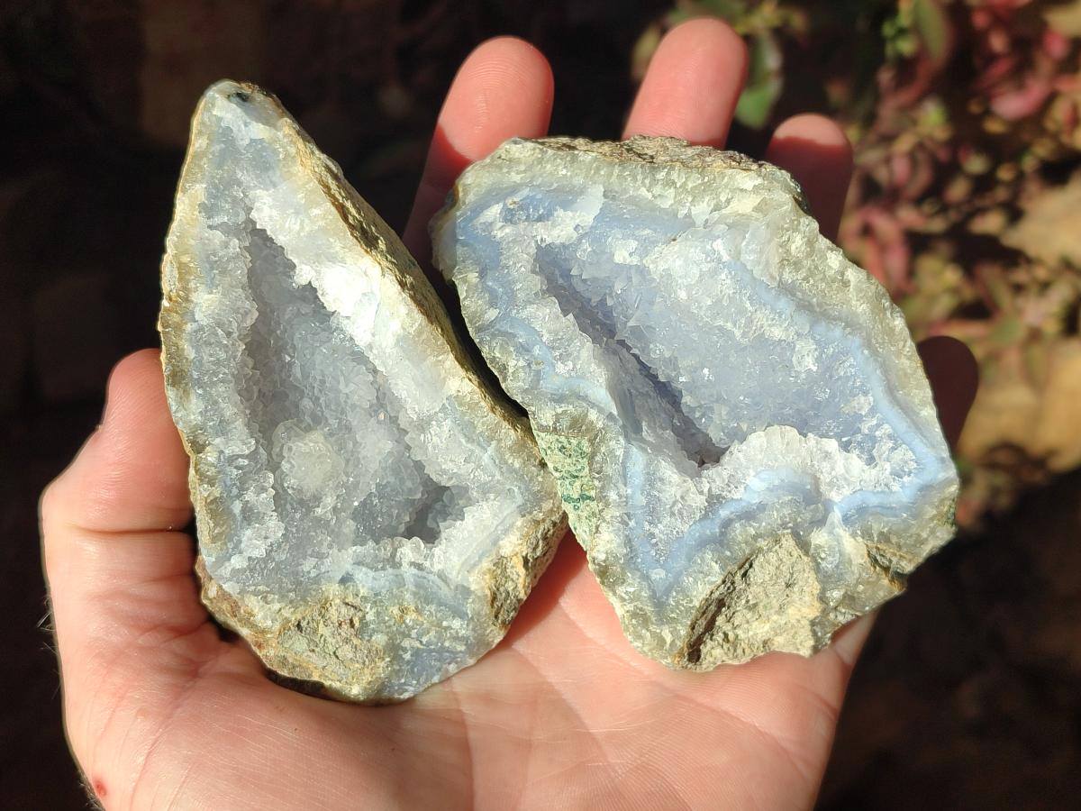 Natural Blue Lace Agate Geode Specimens x 12 From Nsanje, Malawi - Toprock Gemstones and Minerals 