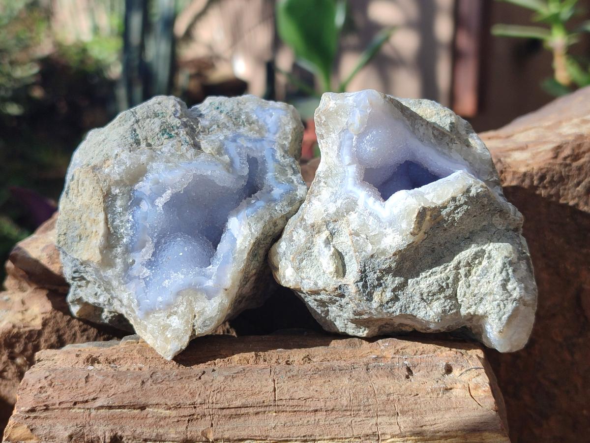 Natural Blue Lace Agate Geode Specimens x 12 From Nsanje, Malawi - Toprock Gemstones and Minerals 