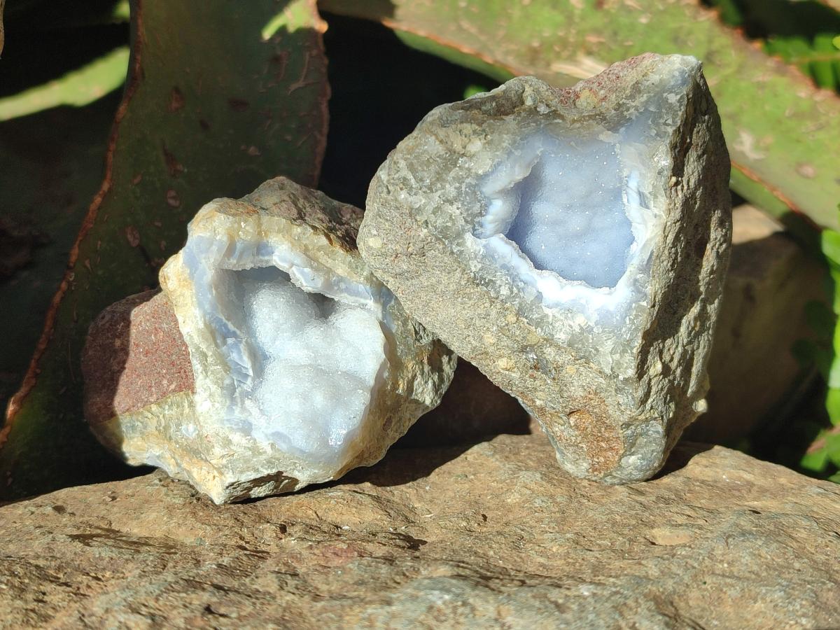 Natural Blue Lace Agate Geode Specimens x 12 From Nsanje, Malawi - Toprock Gemstones and Minerals 
