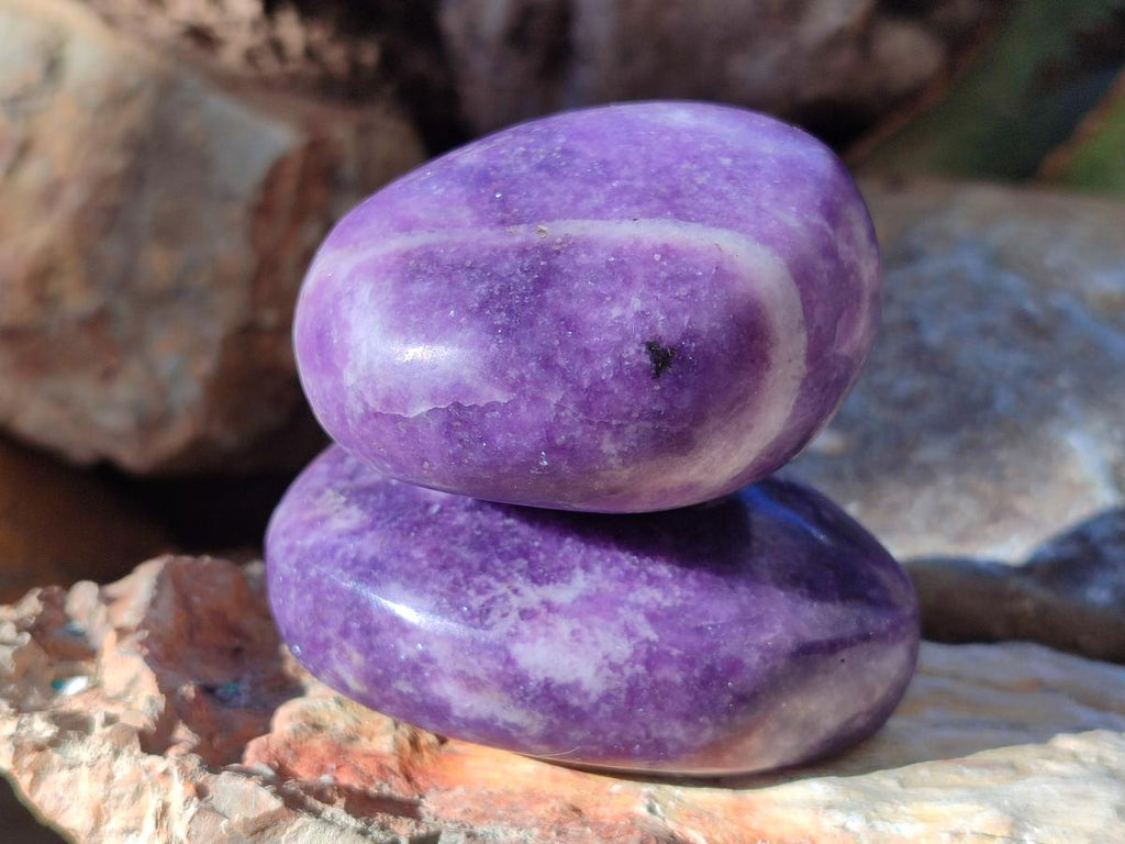 Polished Lepidolite Free Forms x 12 From Zimbabwe - Toprock Gemstones and Minerals 