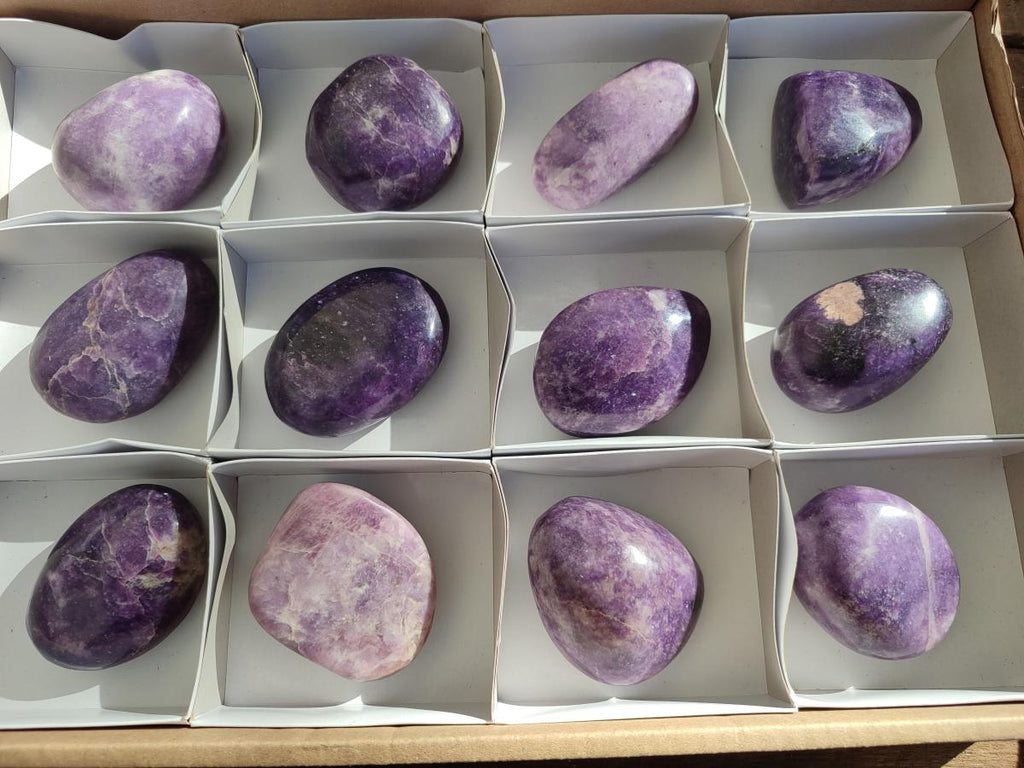 Polished Lepidolite Free Forms x 12 From Zimbabwe - Toprock Gemstones and Minerals 