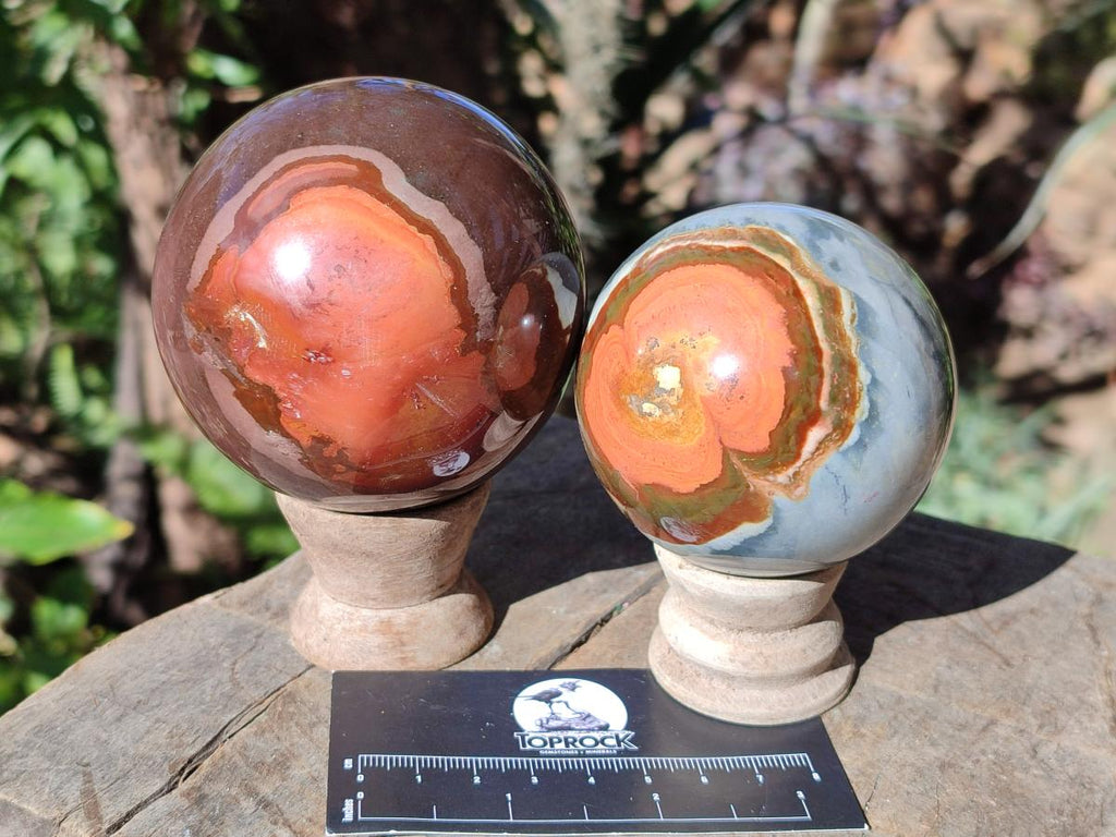 Polished Polychrome Jasper Spheres x 4 From Androka, Madagascar - Toprock Gemstones and Minerals 