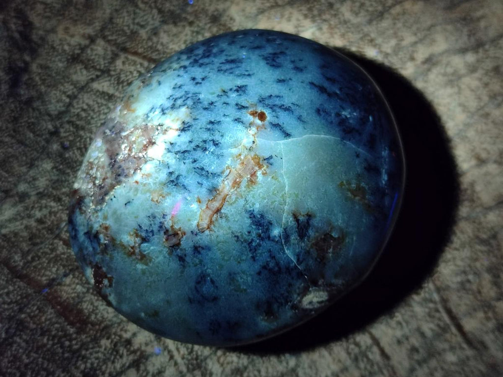 Polished Fluorescent Dendritic Yellow Opal Palm Stones x 12 From Moralambo, Madagascar - Toprock Gemstones and Minerals 