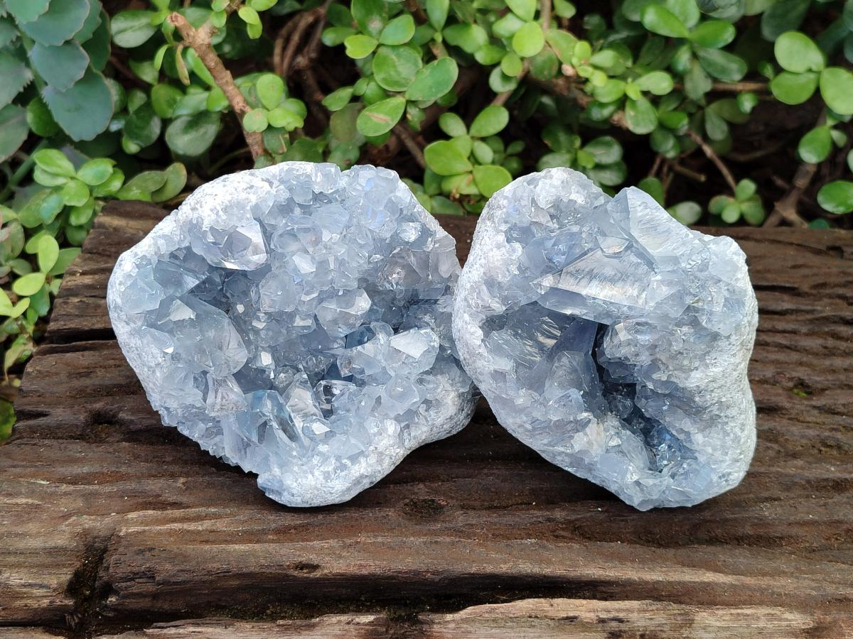 Natural Blue Celestite Specimens x 2 From Sakoany, Madagascar - Toprock Gemstones and Minerals 