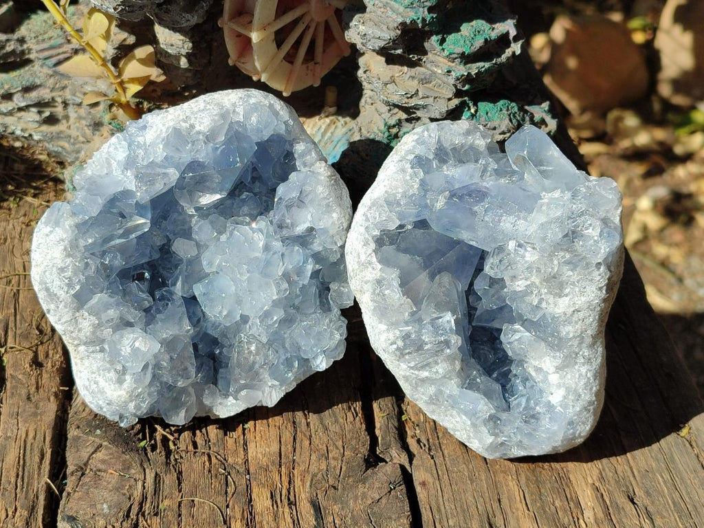 Natural Blue Celestite Specimens x 2 From Sakoany, Madagascar - Toprock Gemstones and Minerals 