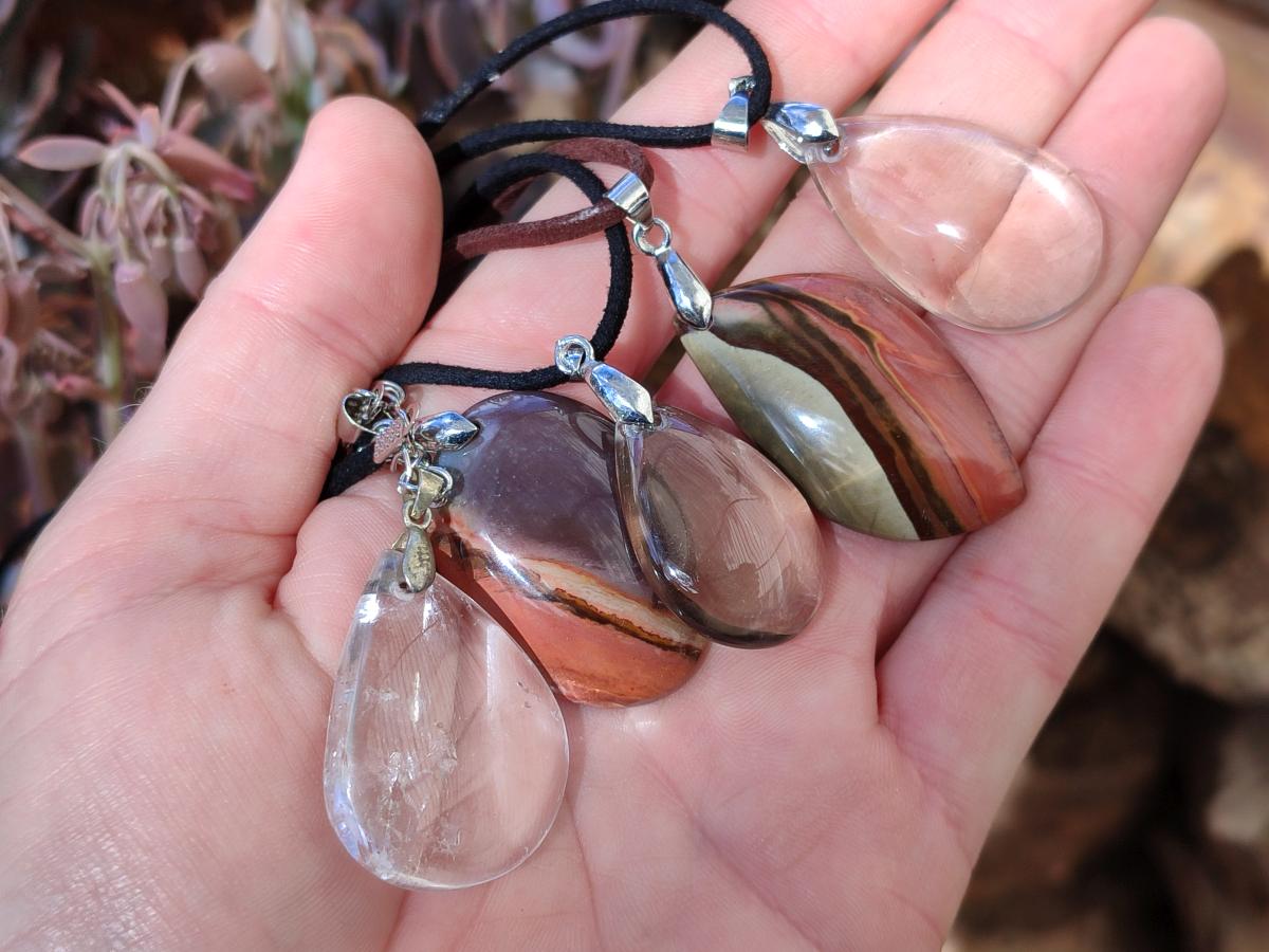 Hand Made Mix of Polychrome Jasper and Smokey Quartz Necklaces x 12 From Madagascar - Toprock Gemstones and Minerals 