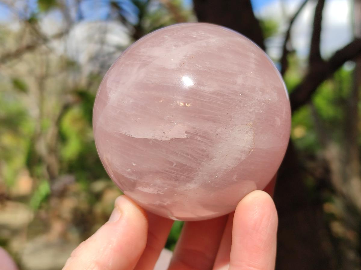 Polished Gemmy Star Rose Quartz Spheres x 3 From Madagascar - Toprock Gemstones and Minerals 