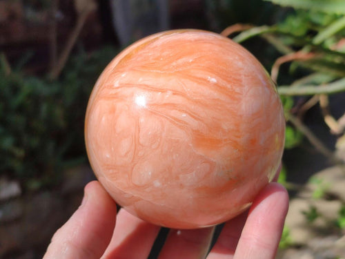 Polished Orange Twist Calcite Spheres x 2 From Madagascar - Toprock Gemstones and Minerals 
