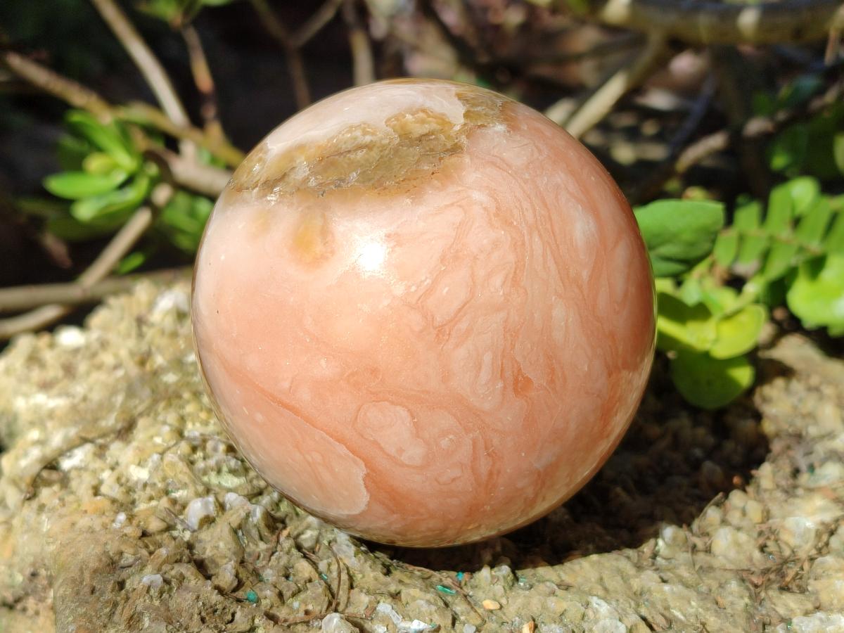 Polished Orange Twist Calcite Spheres x 2 From Madagascar - Toprock Gemstones and Minerals 