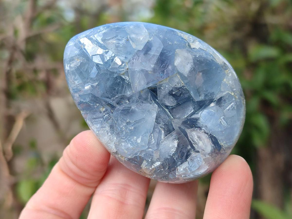 Polished and Natural Blue Celestite Eggs x 5 From Sakoany, Madagascar - Toprock Gemstones and Minerals 