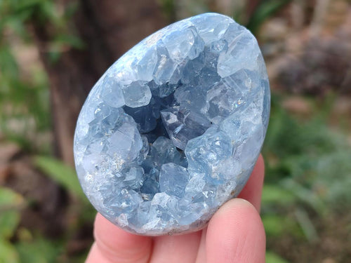 Polished and Natural Blue Celestite Eggs x 5 From Sakoany, Madagascar - Toprock Gemstones and Minerals 