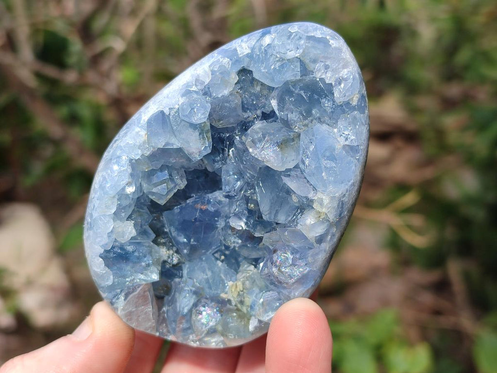 Polished and Natural Blue Celestite Eggs x 5 From Sakoany, Madagascar - Toprock Gemstones and Minerals 