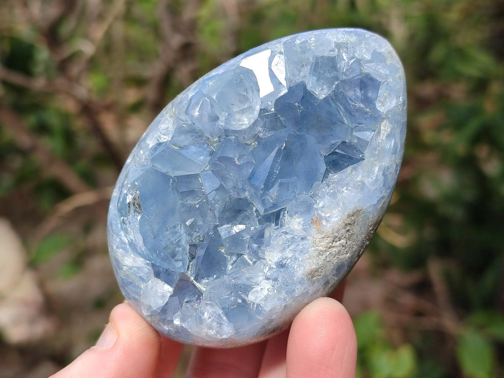 Polished and Natural Blue Celestite Eggs x 5 From Sakoany, Madagascar - Toprock Gemstones and Minerals 