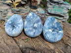Polished and Natural Blue Celestite Eggs x 5 From Sakoany, Madagascar - Toprock Gemstones and Minerals 