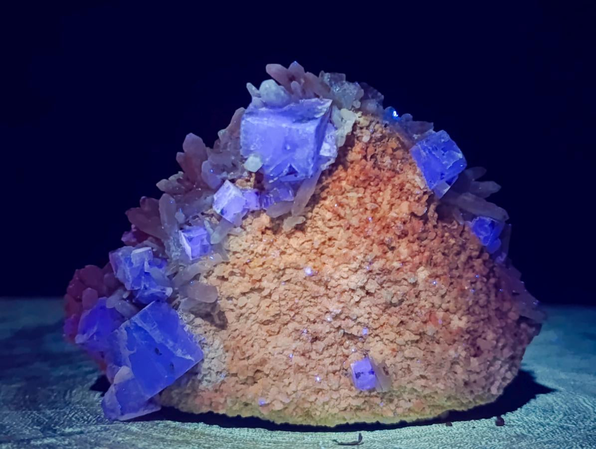 Natural Cubic Fluorite Specimens with Sprays of Acicular Quartz x 12 From Khorixas, Namibia - Toprock Gemstones and Minerals 