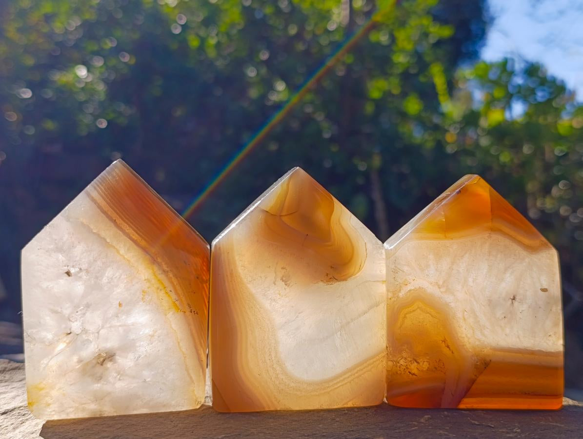 Polished Banded Agate House Shaped Slices x 12 From Madagascar - Toprock Gemstones and Minerals 