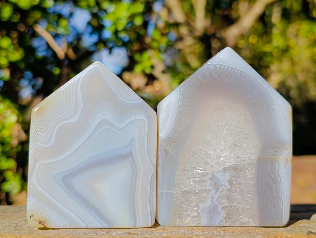 Polished Banded Agate House Shaped Slices x 12 From Madagascar - Toprock Gemstones and Minerals 