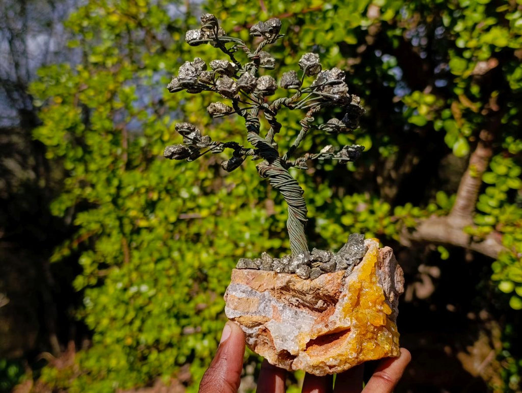 Hand Made Mixed Mineral Wire Wrap Trees x 2 From South Africa - Toprock Gemstones and Minerals 